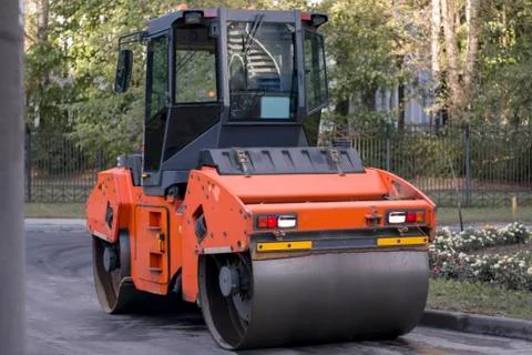 Heavy Vibration roller compactor Stock Photos
