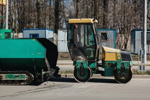 Heavy vibratory roller compactor Stock Photos