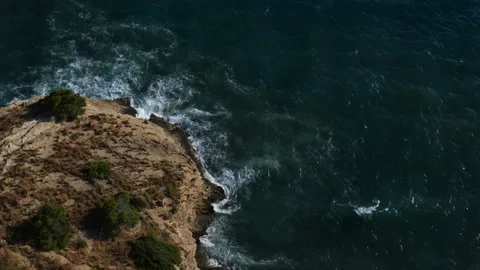 Heavy Waves Ocean Aerial from Benidorm, Spain Stock Footage 199418749