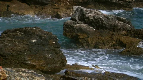 Heavy waves on rocks Stock Footage 242708