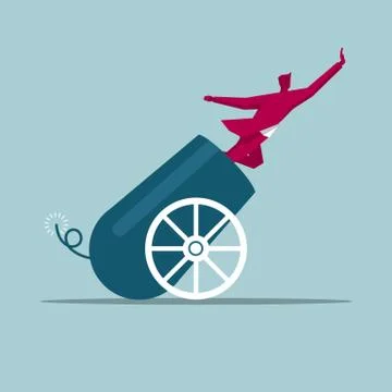 Heavy weapons launch. Isolated on blue background. Stock Illustration