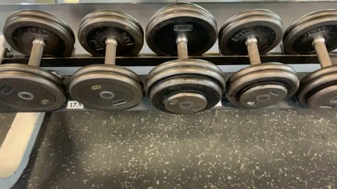 Heavy weights in the gym Stock Footage 112140234