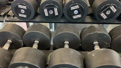 Heavy weights in the gym Stock Footage 112140249