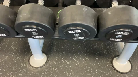 Heavy weights in the gym Stock Footage 112140269