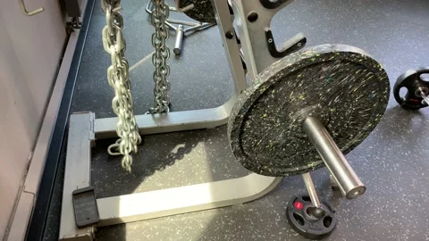 Heavy weights in the gym Stock Footage 112140277