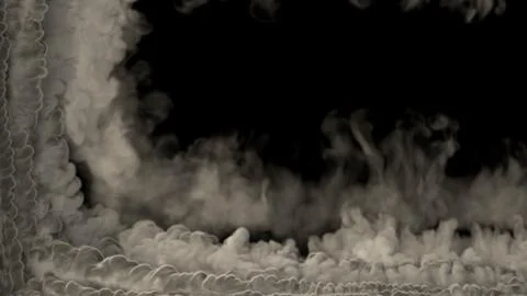Heavy white smoke or clouds corner frame, isolated - abstract 3D rendering Stock Illustration