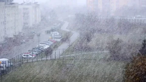 Heavy Winter Snow Storm Stock Footage 71097698