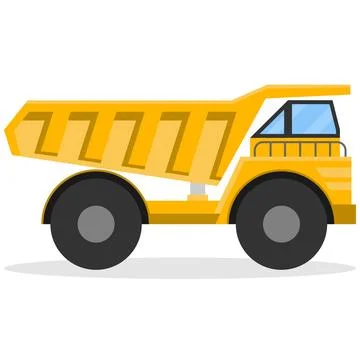 Heavy yellow mining dump truck vector illustration industrial construction Stock Illustration