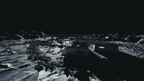 Heavyduty lunar vehicles enable cargo transfer across crater rims Stock Footage 337876397