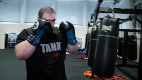 Heavyweight boxer is training. Stock Footage 166730644