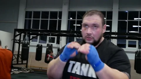 Heavyweight boxer in training. Stock Footage 166730715