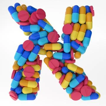 Hebrew Letter Alef made of various colorful pills and tablets. 3d illustration Stock Illustration