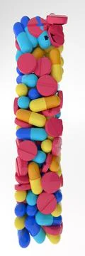Hebrew Letter Nun soffit made of various colorful pills and tablets. 3d Stock Illustration