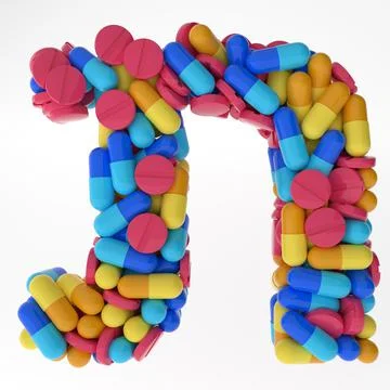 Hebrew Letter Tav made of various colorful pills and tablets. 3d illustration Stock Illustration