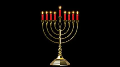Hebrew Menorah of Hanukkah. 3D render Stock Illustration