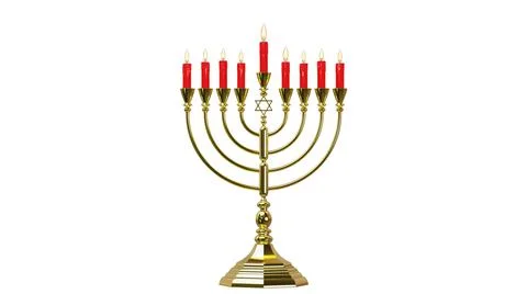 Hebrew Menorah of Hanukkah. 3D render Stock Illustration