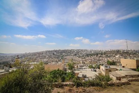 Hebron skyline with Ibrahimi Mosque Foto stock