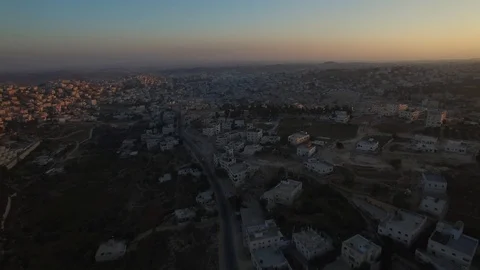Hebron sunset, Middle eastern city aerial Stock Footage 95957922