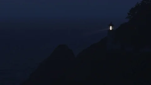 Heceta Head Lighthouse Beam at Night Video stock 81531797