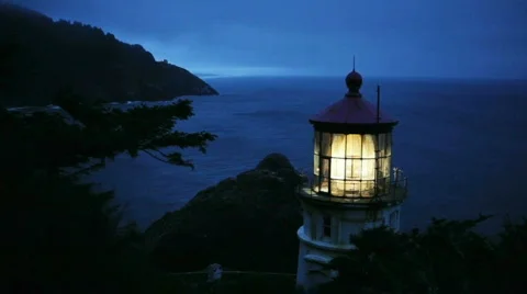 Heceta Head Lighthouse Night-Big Web Vídeo Stock 839501