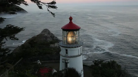 Heceta Head Lighthouse in Oregon State Stock Footage 32018832