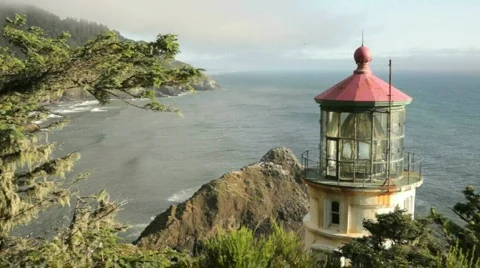 Heceta Head Lighthouse4-Big Web 스톡 동영상 839427