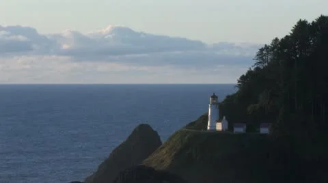 Heceta Lighthouse Wide Angle Stock Footage 9730486