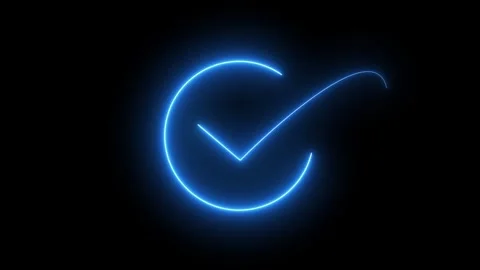 Heck mark animation icon on black background, Neon check mark, tick shape. .. Stock Footage 310417070