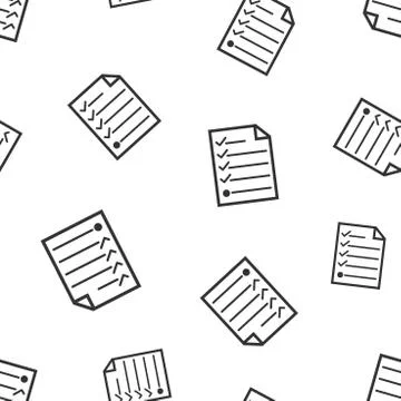 ?hecklist seamless pattern. Business concept document checkbox pictogram. Vec Stock Illustration