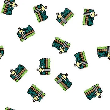 Hedg bush shrub trimming vector seamless pattern Stock Illustration