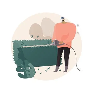 Hedge trimming abstract concept vector illustration. Stock Illustration
