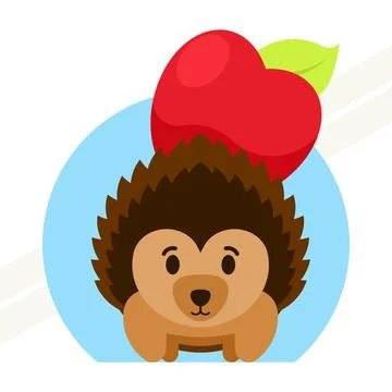 Hedgehog-with-apple Stock Illustration