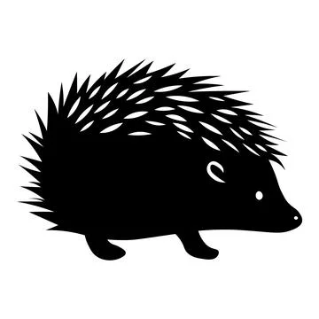 Hedgehog black vector icon on white background Illustrazione stock