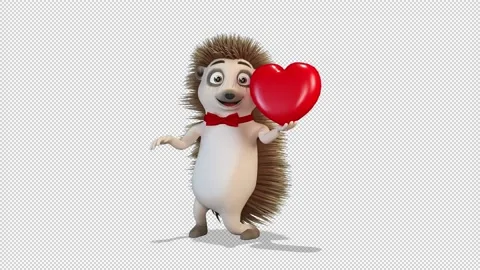 Hedgehog dancing with a heart 库存影片 168810150