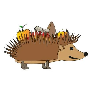 A hedgehog in the fall, fall Stock Illustration