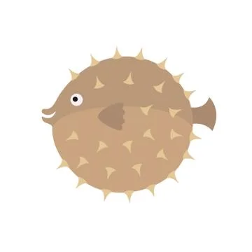 Hedgehog fish isolated on white background Stock Illustration