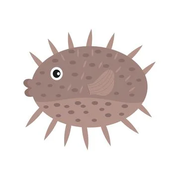 Hedgehog fish on a white background for use in web design Stock Illustration