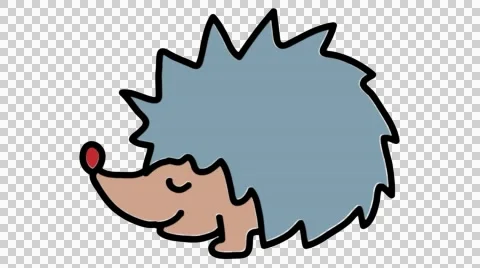 Hedgehog hand drawn animation line sketch with transparent background Stock Footage 44209602