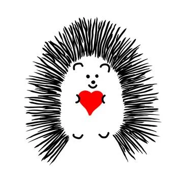 Hedgehog holding a heart. Stock Illustration