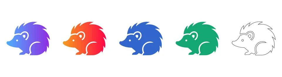 Hedgehog Icon Set in Multiple Styles 库存插图