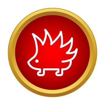 Hedgehog icon standing on red bordered circle Stock Illustration