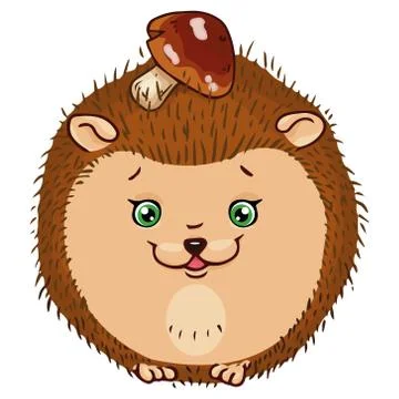 Hedgehog icon. Vector illustration of a cute cartoon hedgehog with a mushroom Stock Illustration
