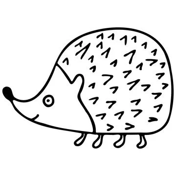 Hedgehog isolated on white background. Vector hand-drawn doodle illustration. Stock Illustration