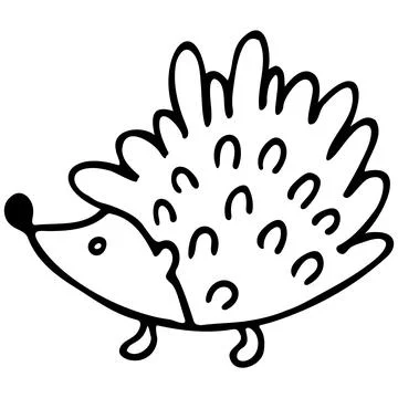 Hedgehog isolated on white background. Vector hand-drawn doodle illustration. Stock Illustration
