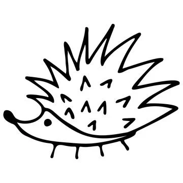 Hedgehog isolated on white background. Vector hand-drawn doodle illustration. Stock Illustration
