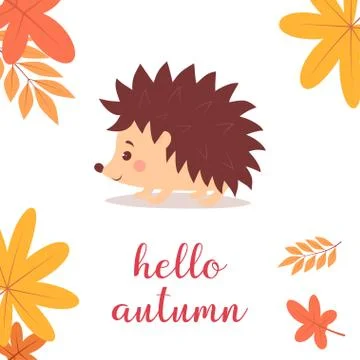 Hedgehog with leaves Stock Illustration