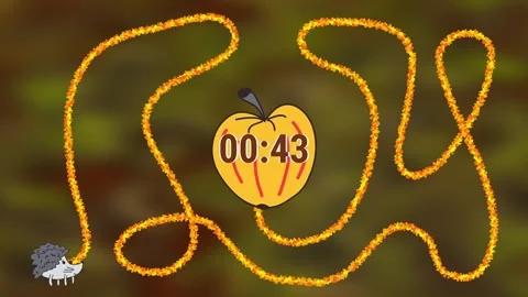 The Hedgehog is looking for an Apple - Countdown 1 minutes with timer 60 to 0 Stock Footage 342777539