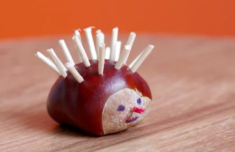 Hedgehog made from chestnut Stock Photos