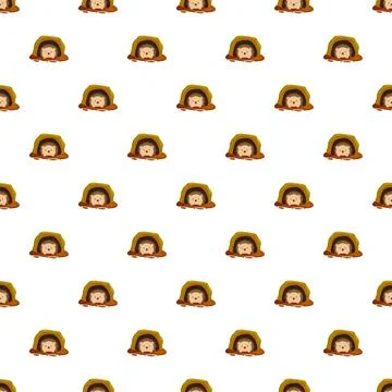 Hedgehog peeking from burrow seamless pattern design イラスト素材