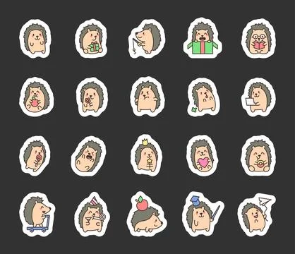 Hedgehog set featuring a character Stock Illustration